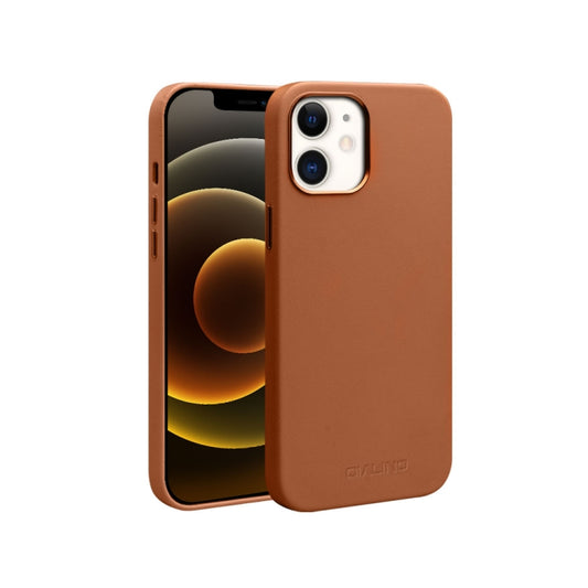 For iPhone 12 mini QIALINO Nappa Leather Shockproof Magsafe Case (Brown) - iPhone 12 mini Cases by QIALINO | Online Shopping South Africa | PMC Jewellery
