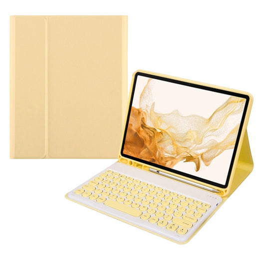 +X3 Universal Candy Color Round Keys Bluetooth Keyboard Leather Case(Lemon Yellow) - Universal Keyboard by PMC Jewellery | Online Shopping South Africa | PMC Jewellery