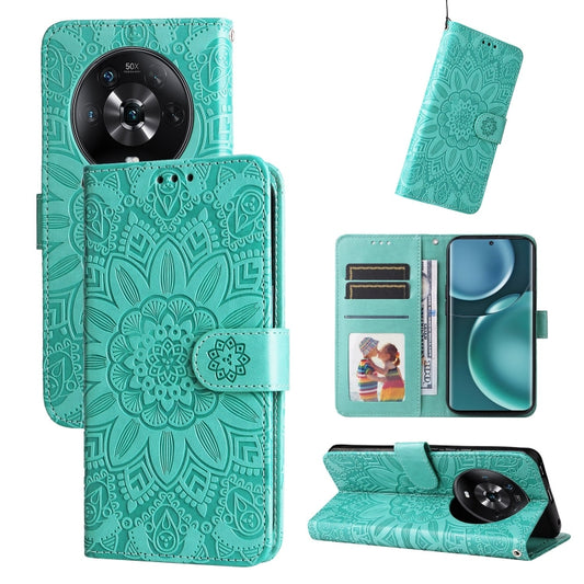 For Honor Magic4 / Magic4 Pro Embossed Sunflower Leather Phone Case(Green) - Honor Cases by PMC Jewellery | Online Shopping South Africa | PMC Jewellery