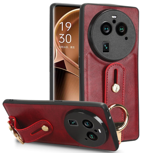 For OPPO Find X6 Pro 5G Wristband Leather Back Phone Case(Red) - OPPO Cases by PMC Jewellery | Online Shopping South Africa | PMC Jewellery