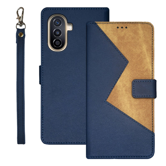 For Huawei nova Y71 idewei Two-color Splicing Leather Phone Case(Blue) - Huawei Cases by idewei | Online Shopping South Africa | PMC Jewellery
