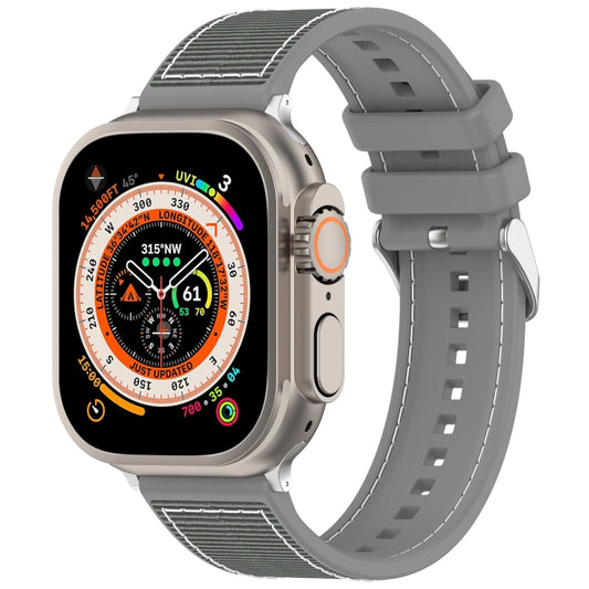 For Apple Watch SE 2022 40mm Ordinary Buckle Hybrid Nylon Braid Silicone Watch Band(Grey) - Watch Bands by PMC Jewellery | Online Shopping South Africa | PMC Jewellery