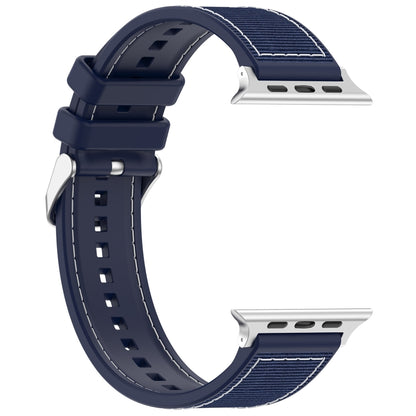 For Apple Watch SE 44mm Ordinary Buckle Hybrid Nylon Braid Silicone Watch Band(Midnight Blue) - Watch Bands by PMC Jewellery | Online Shopping South Africa | PMC Jewellery