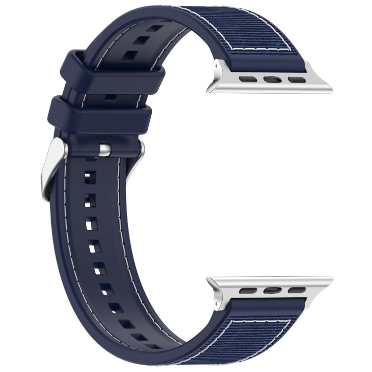 For Apple Watch Series 6 40mm Ordinary Buckle Hybrid Nylon Braid Silicone Watch Band(Midnight Blue) - Watch Bands by PMC Jewellery | Online Shopping South Africa | PMC Jewellery