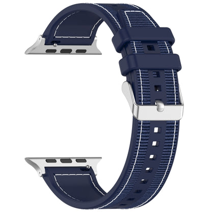 For Apple Watch 42mm Ordinary Buckle Hybrid Nylon Braid Silicone Watch Band(Midnight Blue) - Watch Bands by PMC Jewellery | Online Shopping South Africa | PMC Jewellery