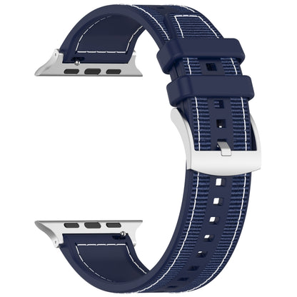 For Apple Watch Ultra 2 49mm Official Buckle Hybrid Nylon Braid Silicone Watch Band(Midnight Blue) - Watch Bands by PMC Jewellery | Online Shopping South Africa | PMC Jewellery