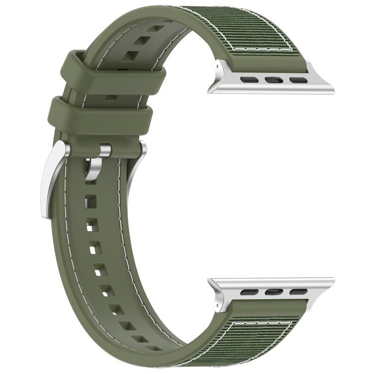 For Apple Watch Series 9 45mm Official Buckle Hybrid Nylon Braid Silicone Watch Band(Green) - Watch Bands by PMC Jewellery | Online Shopping South Africa | PMC Jewellery