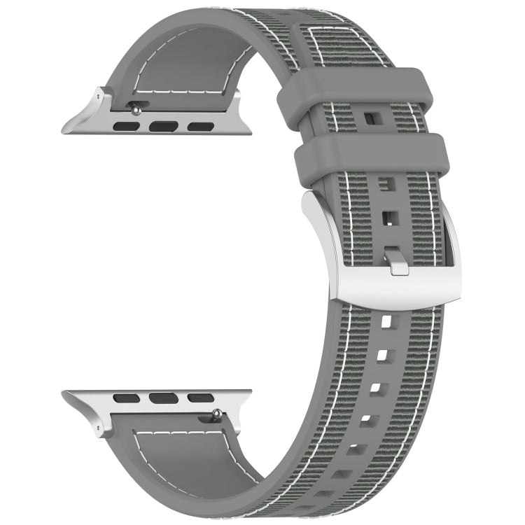 For Apple Watch SE 2022 44mm Official Buckle Hybrid Nylon Braid Silicone Watch Band(Grey) - Watch Bands by PMC Jewellery | Online Shopping South Africa | PMC Jewellery