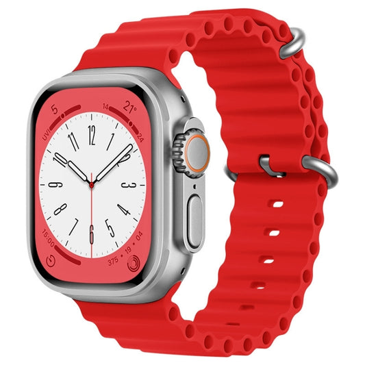 For Apple Watch SE 2022 44mm ZGA Ocean Silicone Watch Band(Red) - Watch Bands by ZGA | Online Shopping South Africa | PMC Jewellery