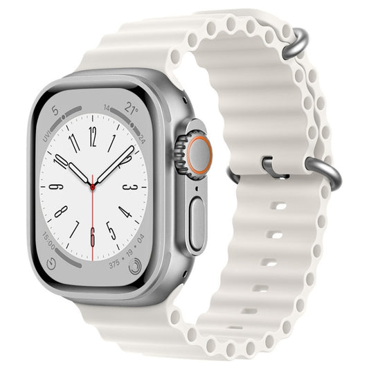 For Apple Watch 42mm ZGA Ocean Silicone Watch Band(White) - Watch Bands by ZGA | Online Shopping South Africa | PMC Jewellery