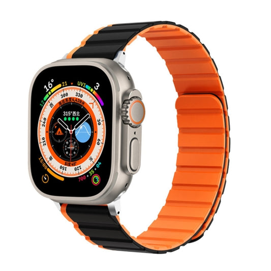For Apple Watch 42mm ZGA Two Color Magnetic Silicone Watch Band(Black+Orange) - Watch Bands by ZGA | Online Shopping South Africa | PMC Jewellery