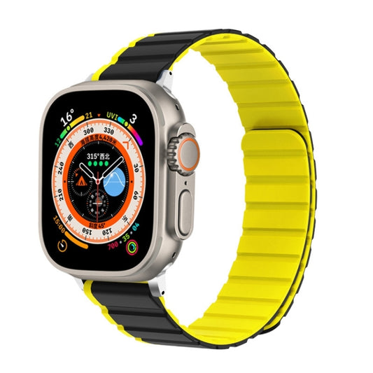 For Apple Watch 42mm ZGA Two Color Magnetic Silicone Watch Band(Grey+Yellow) - Watch Bands by ZGA | Online Shopping South Africa | PMC Jewellery
