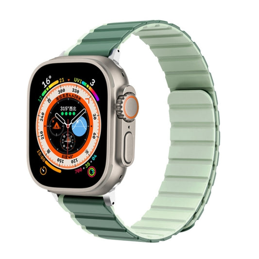 For Apple Watch 42mm ZGA Two Color Magnetic Silicone Watch Band(Dark Green+Light Green) - Watch Bands by ZGA | Online Shopping South Africa | PMC Jewellery