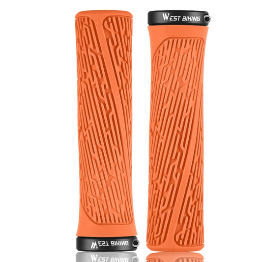 1 Pair WEST BIKING YP0804061 Bicycle Anti-Slip Shock Absorber Grip Mountain Bike Rubber Handlebar Cover(Orange) - Bicycle Grips by WEST BIKING | Online Shopping South Africa | PMC Jewellery