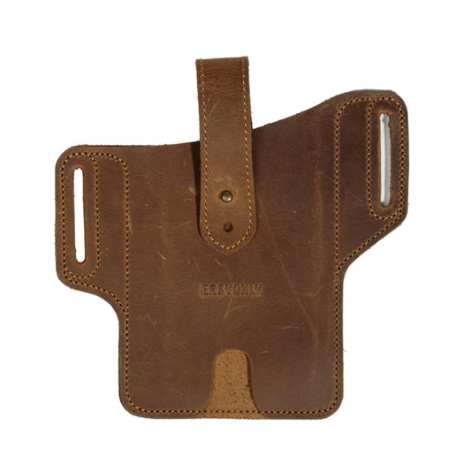 EASYONLY ZPYB018 Leather Outdoor Sports Phone Pocket With Cover(Brown) - Waist Bags by EASYONLY | Online Shopping South Africa | PMC Jewellery