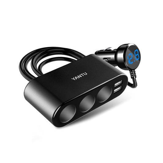 YANTU One Tow Three Car Digital Electronic Dual USB Cigarette Lighter, Specification: Voltage Monitor - Cigar Socket by YANTU | Online Shopping South Africa | PMC Jewellery