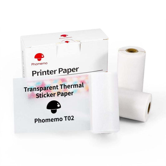 For Phomemo T02 3rolls Bluetooth Printer Thermal Paper Label Paper 50mmx3.5m 20 Years Black on Transparent Sticker - Printer Accessories by Phomemo | Online Shopping South Africa | PMC Jewellery