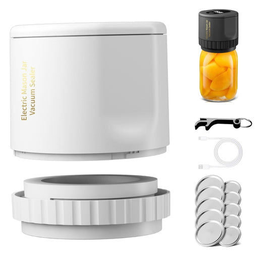 Electric Mason Jar Vacuum Sealer Kit Sealing Machine for Food Storage With 10 Jar Lids(White) - Preservation Supplies by PMC Jewellery | Online Shopping South Africa | PMC Jewellery
