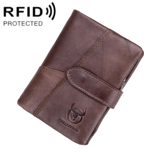 BULL CAPTAIN 01 RFID Anti-theft Multifunctional Cowhide Vertical Detachable Men Wallet(Coffee) - Antimagnetic RFID Package by BULL CAPTAIN | Online Shopping South Africa | PMC Jewellery