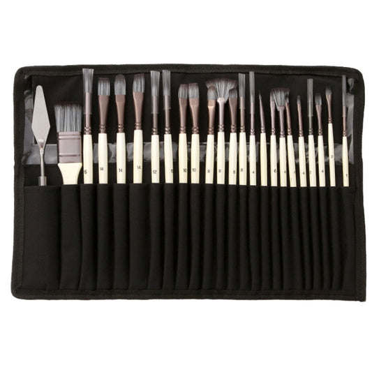 ZHU TING 24pcs /Set Nylon Bristle Paintbrush Set Painting Watercolor Brushes With Cloth Bag(White Rod) - Art Supplies by ZHU TING | Online Shopping South Africa | PMC Jewellery