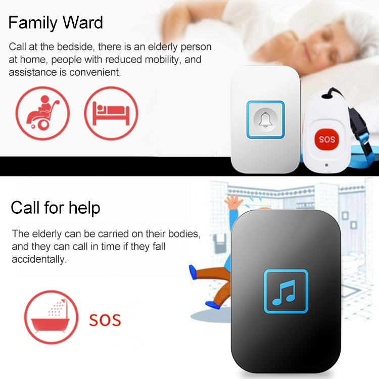 CACAZI C86 Wireless SOS Pager Doorbell Old man Child Emergency Alarm Remote Call Bell, US Plug(White) - Wireless Doorbell by CACAZI | Online Shopping South Africa | PMC Jewellery