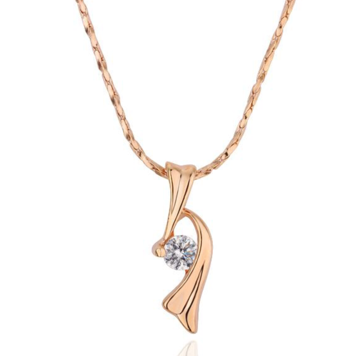 18k Gold Plated Pendant Necklace In Rose Gold