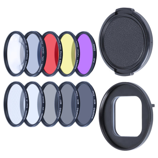 RUIGPRO for GoPro HERO10 Black / HERO9 Black Professional 52mm 52mm 10 in 1 UV+ND2+ND4+ND8+Star 8+ +CPL+Yellow/Red/Purple+10X Close-up Lens Filter with Filter Adapter Ring & Lens Cap - Lens Filter by RUIGPRO | Online Shopping South Africa | PMC Jewellery