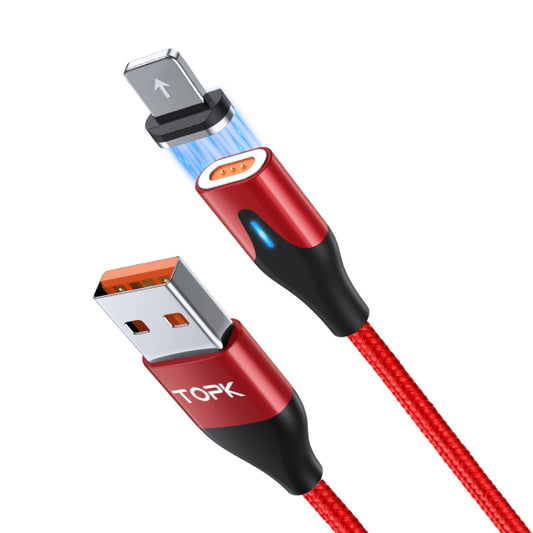 TOPK AM63 1m USB to 8 Pin Flat Magnetic Metal Connector Nylon Braided Magnetic Fast Charging Data Cable(Red) - Charging Cable & Head by TOPK | Online Shopping South Africa | PMC Jewellery