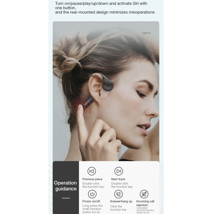 Lenovo X4 Bluetooth 5.0 Waterproof Bone Conduction Wireless Bluetooth Earphone(Black) - Bluetooth Earphone by Lenovo | Online Shopping South Africa | PMC Jewellery