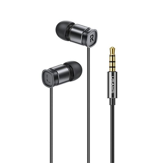 USAMS EP-46 Mini 3.5mm Aluminum Alloy In-Ear Wired Earphone, Length: 1.2m(Black) - In Ear Wired Earphone by USAMS | Online Shopping South Africa | PMC Jewellery