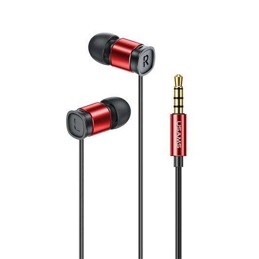 USAMS EP-46 Mini 3.5mm Aluminum Alloy In-Ear Wired Earphone, Length: 1.2m(Red) - In Ear Wired Earphone by USAMS | Online Shopping South Africa | PMC Jewellery