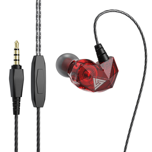 QKZ AK2 Sports In-ear Wired HiFi Sound Heavy Bass 3.5mm Earphone with Mic(Red) - In Ear Wired Earphone by QKZ | Online Shopping South Africa | PMC Jewellery