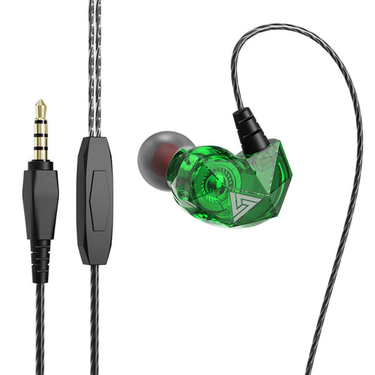 QKZ AK2 Sports In-ear Wired HiFi Sound Heavy Bass 3.5mm Earphone with Mic(Green) - In Ear Wired Earphone by QKZ | Online Shopping South Africa | PMC Jewellery