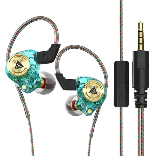 QKZ AK3 FiLe In-ear Subwoofer Wire-controlled Earphone with Mic(Cyan) - In Ear Wired Earphone by QKZ | Online Shopping South Africa | PMC Jewellery