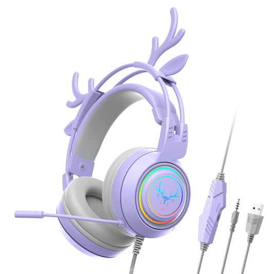 SOYTO SY-G25 Antlers RGB HD Microphone 3D Space Sound Wired Gaming Headset(Purple) - Multimedia Headset by SOYTO | Online Shopping South Africa | PMC Jewellery