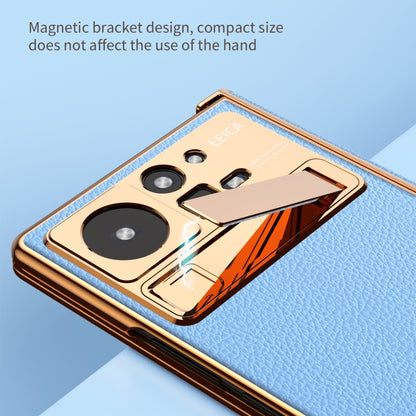 For Xiaomi Mix Fold 2 Electroplated Frame Plain Leather Phone Case(Champagne Gold) - Xiaomi Cases by PMC Jewellery | Online Shopping South Africa | PMC Jewellery