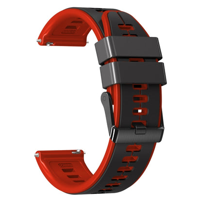 20mm Universal Vertical Line Two-Color Silicone Watch Band(Black+Red) - Smart Wear by PMC Jewellery | Online Shopping South Africa | PMC Jewellery