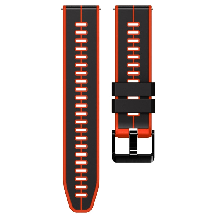 20mm Universal Vertical Line Two-Color Silicone Watch Band(Black+Red) - Smart Wear by PMC Jewellery | Online Shopping South Africa | PMC Jewellery