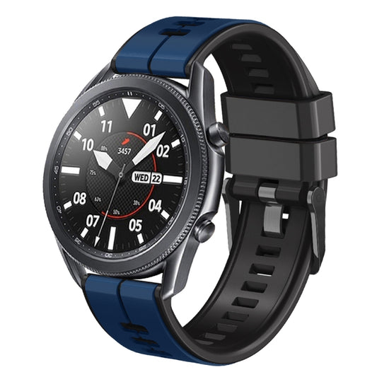 22mm Universal Vertical Line Two-Color Silicone Watch Band(Dark Blue+Black) - Smart Wear by PMC Jewellery | Online Shopping South Africa | PMC Jewellery