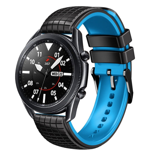22mm Universal Mesh Two-Tone Silicone Watch Band(Black Sky Blue) - Smart Wear by PMC Jewellery | Online Shopping South Africa | PMC Jewellery