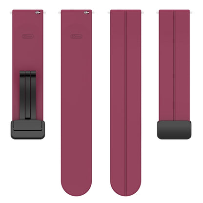 20mm Universal Flat Head Groove Folding Black Buckle Silicone Watch Band(Wine Red) - Smart Wear by PMC Jewellery | Online Shopping South Africa | PMC Jewellery