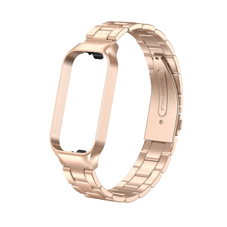 For Redmi Band 2 Three-bead Metal Watch Band(Rose Gold) - Smart Wear by PMC Jewellery | Online Shopping South Africa | PMC Jewellery