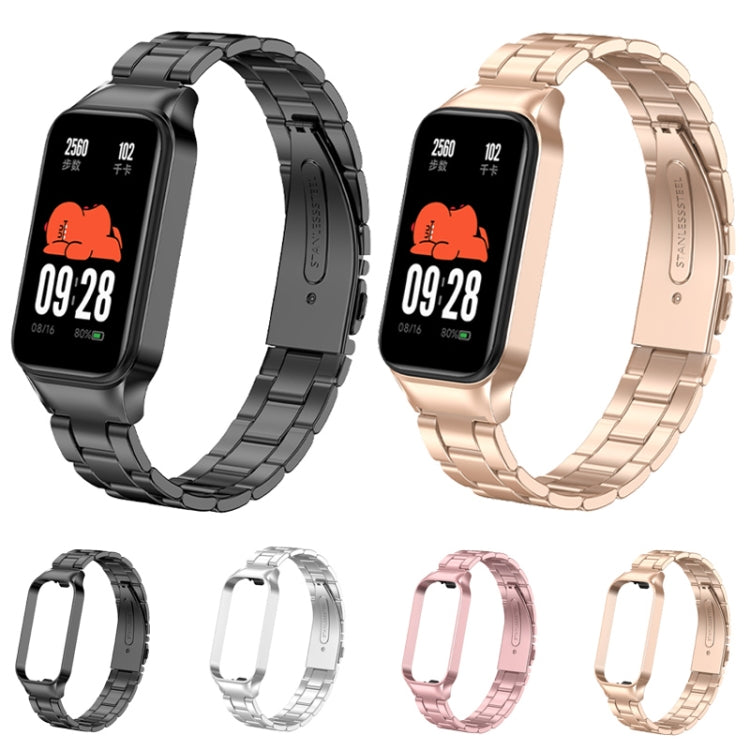 For Redmi Band 2 Three-bead Metal Watch Band(Rose Gold) - Smart Wear by PMC Jewellery | Online Shopping South Africa | PMC Jewellery