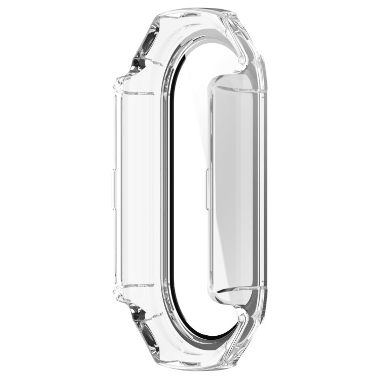 For Xiaomi Mi Band 8 PC + Tempered Glass Integrated Protective Watch Case(Transparent White) - Smart Wear by PMC Jewellery | Online Shopping South Africa | PMC Jewellery