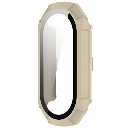 For Xiaomi Mi Band 8 PC + Tempered Glass Integrated Protective Watch Case(Ivory White) - Smart Wear by PMC Jewellery | Online Shopping South Africa | PMC Jewellery