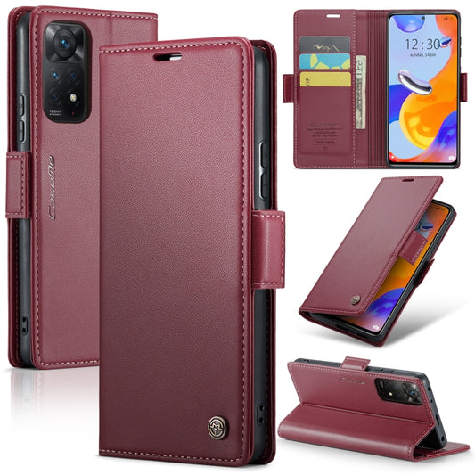 CaseMe 023 Butterfly Buckle Litchi Texture RFID Anti-theft Leather Phone Case For Xiaomi Redmi Note 11 Pro 5G Global/Redmi Note 11 Pro Global(Wine Red) - Redmi Note 11 Pro Case by CaseMe | Online Shopping South Africa | PMC Jewellery
