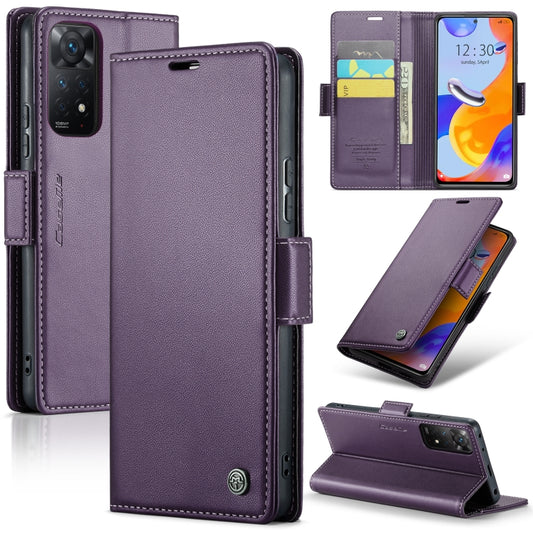 CaseMe 023 Butterfly Buckle Litchi Texture RFID Anti-theft Leather Phone Case For Xiaomi Redmi Note 11 Pro 5G Global/Redmi Note 11 Pro Global(Pearly Purple) - Redmi Note 11 Pro Case by CaseMe | Online Shopping South Africa | PMC Jewellery