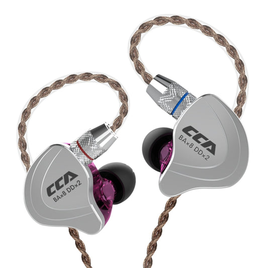 CCA CCA-C10 3.5mm Gold Plated Plug Ten Unit Hybrid Wire-controlled In-ear Earphone, Type:without Mic(Streamer Purple) - In Ear Wired Earphone by CCA | Online Shopping South Africa | PMC Jewellery