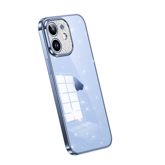 For iPhone 11 SULADA Electroplated Transparent Glittery TPU Phone Case(Blue) - iPhone 11 Cases by SULADA | Online Shopping South Africa | PMC Jewellery
