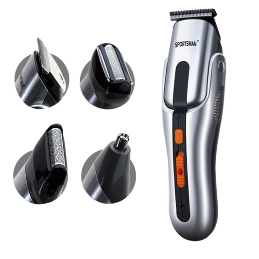 SPORTSMAN Multi-functional Electric Rechargeable Vibrissa Hair Trimmer Beard Shaver And Denuding Machine Set, EU Plug(Silver 220V) - Electric Shavers by SPORTSMAN | Online Shopping South Africa | PMC Jewellery